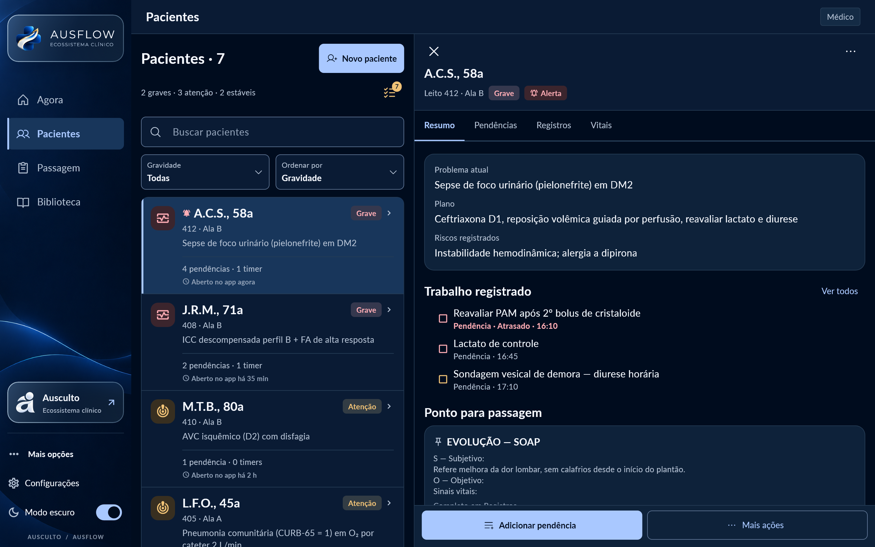 AusFlow : Resumo do paciente, dados de demonstração